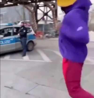 Black man comes face to face with the police.