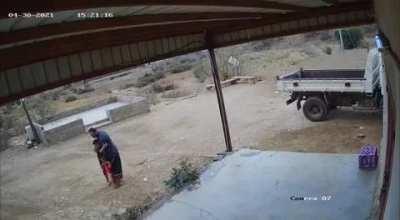 Electric shock in rainy day