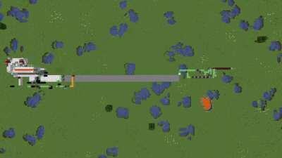 A fully automatic flying machine road paver