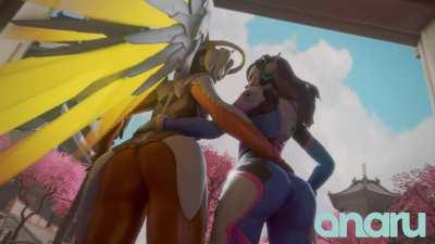 D.va & Mercy shaking their butts (Anaru) [Overwatch]