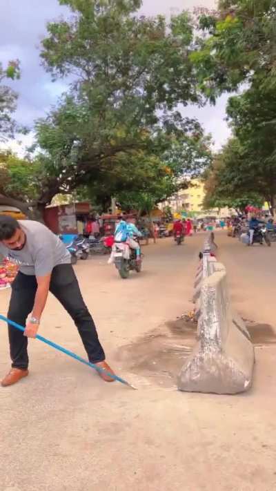 First, we pay taxes. Then, we spend our weekends fixing what the municipality couldn’t. A man in Hyderabad is doing the job that the local government is supposed to do. This exemplifies failed governance. (via - Gems of Babus)