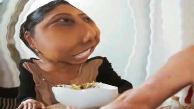 tossed salad and scrambled eggs