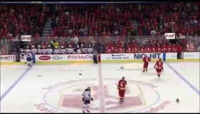 Oilers v Flames line brawl. Gotta love old time hockey.