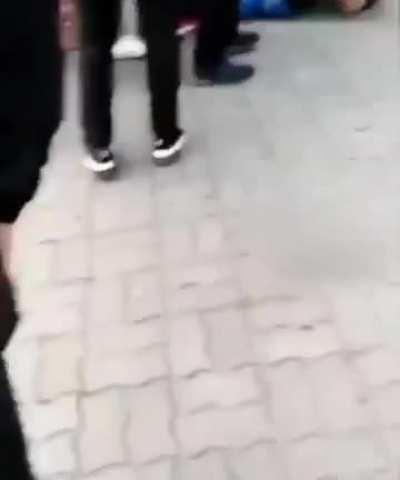 Pranker throw empty bag on bus window and yelled 