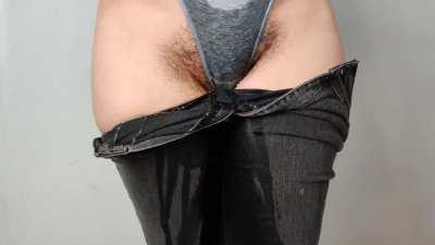 Peeing through panties