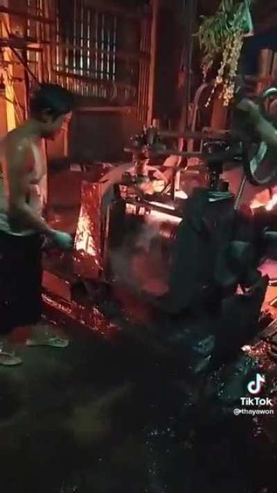 Shaping steel in sandals prolly not a good idea