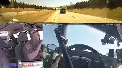 State trooper stays calm while being shot at during high speed chase