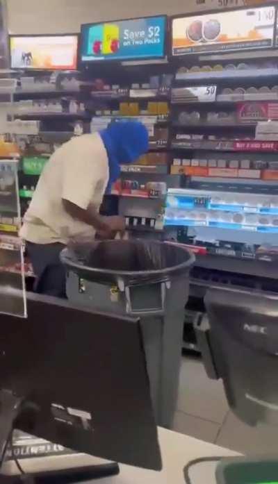 Main character tries to rob a store, gets beaten badly instead.