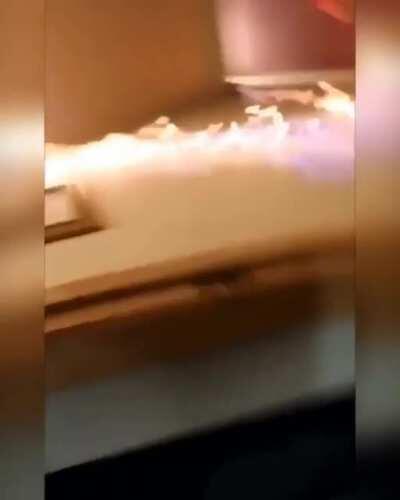 man sets himself on fire and goes brrr