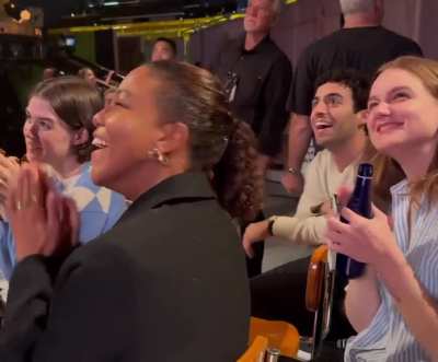 A very sweet moment of Ashley, Emil, and Jane watching their intro credits for the first time