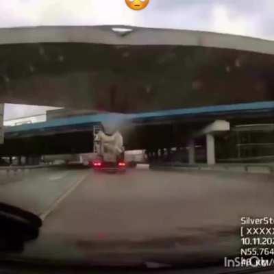 The Concrete Bridge Crashed down over the car