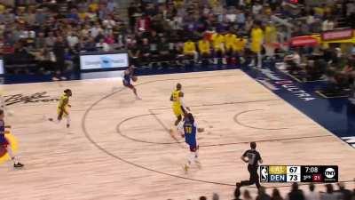 [Highlight] Reaves stays on the floor asking for the foul as the Nuggets break out in transition and Gordon gets the alley-oop!