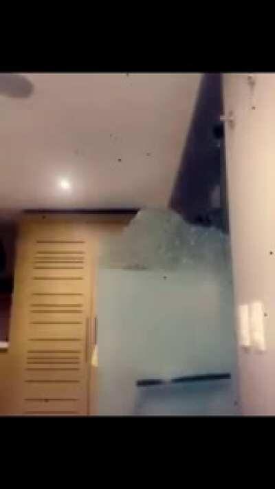 WCGW Hanging and Twerking on a glass door .