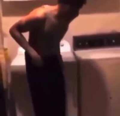 He's just washing his clothes.