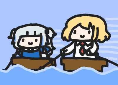 Gura and Amelia's boating adventure! [by Walf]