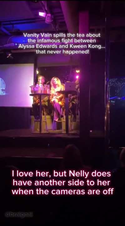 Vanity Vain, during viewing party, claims that Nehellenia has “another side to her when the cameras are off, Nelly responds