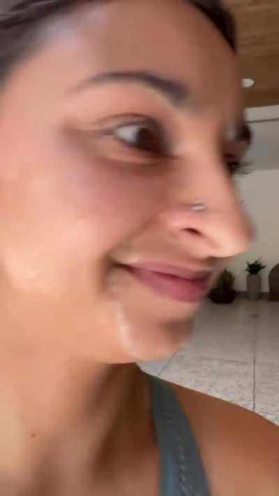 Girl walking with cum at the mall