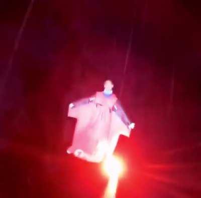 Just Wing Suit Gliding at night while it’s snowing no biggie