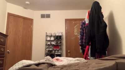 Shoes fall by themself. My moms room, she’s said there’s been multiple instances of weird stuff like this happening or stuff falling by itself. I personally haven’t noticed anything but this video freaked me out...
