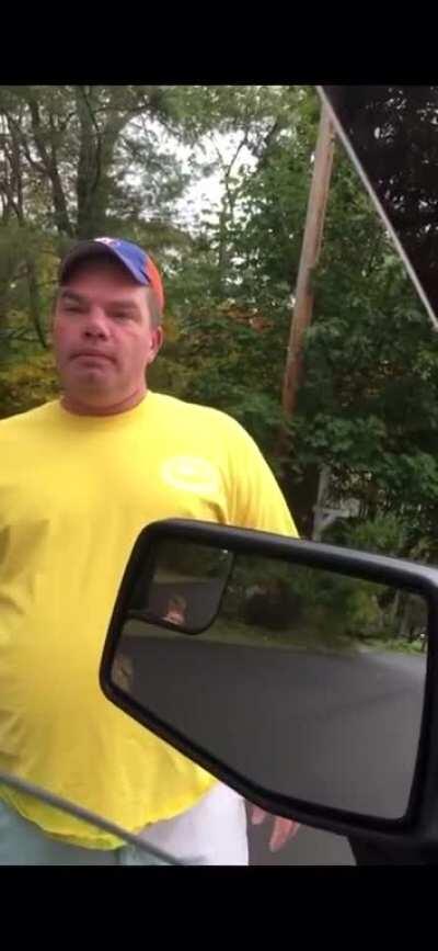 meat-eating child cannot comprehend horrors of slaughterhouse and confronts hunter with father's support