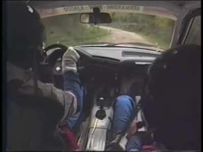 BMW M3 E30 during a Tour de Corse stage in 1992. Just watch and hear how handful it can get:
