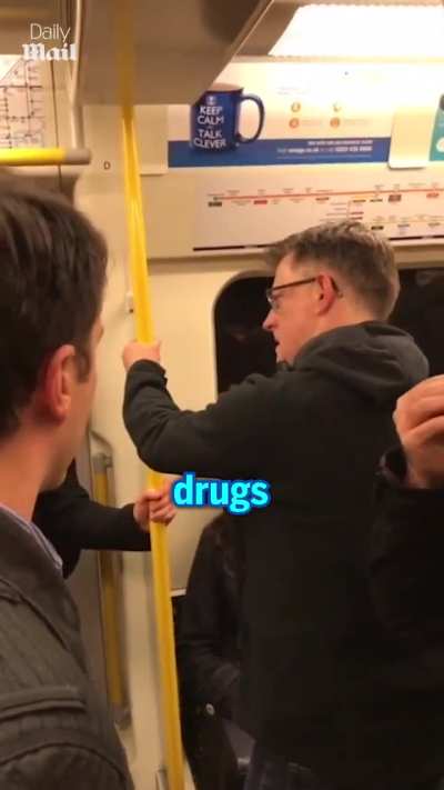 Furious man rages at woman on the train