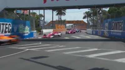 Devlin DeFrancesco airborne Indycar crash 2023