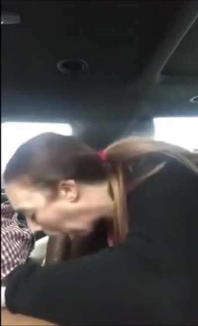 College slut sucks thick bbc in front of frat house