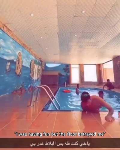 Walking quickly on a slippery surface.