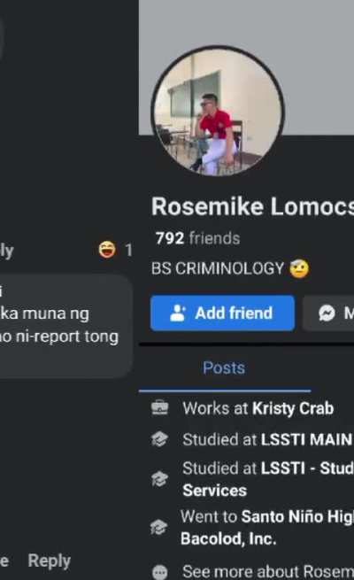 criminology student reporting a satire page🫩