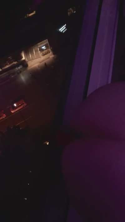 Using the hotel window to practice our spitroast technique