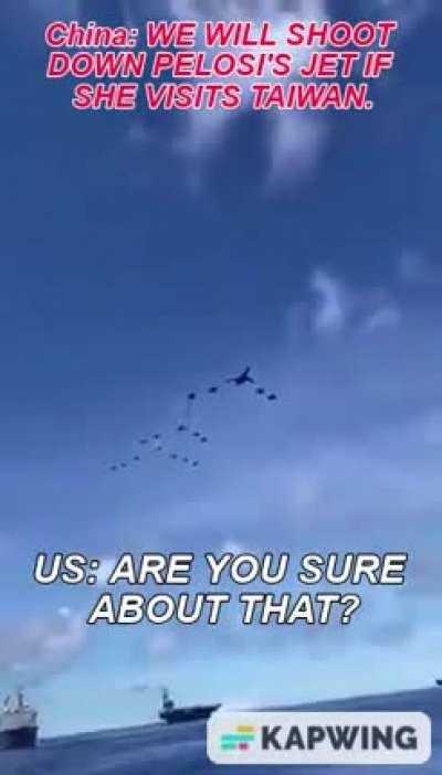 Pelosi gets more firepower escorting her flight to Asia than any US President flying anywhere ever had in history.