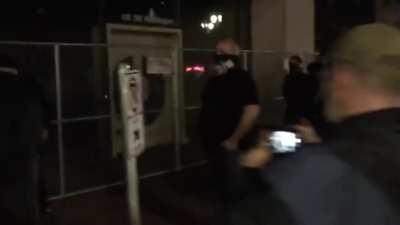 Street fight between Antifa and Trump Supporters in Portland. Antifa guy cornered and beaten until being rescued by Portland Police