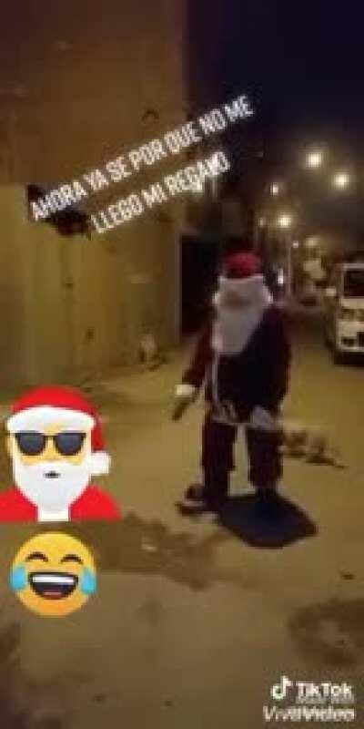 Hopefully the poor dog can help Santa home