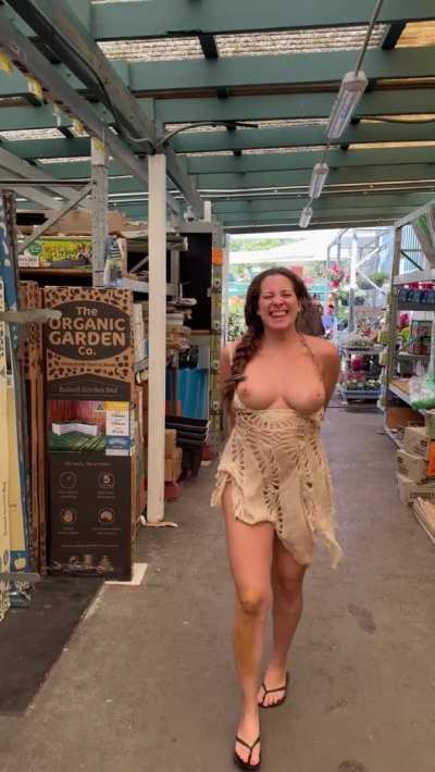 Flashing my big titties in Bunnings