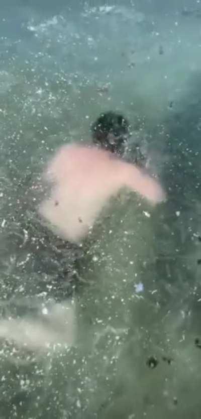 Watch while your husband almost drowns