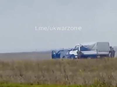 Ukrainian forces using a modified truck to fire UK supplied Brimstone missiles, unknown location