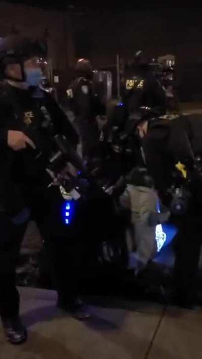 Portland protester tackled by ICE agent for check notes... violently loitering. Additional context in the comments.