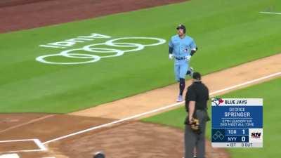 [Highlight] [Highlight] George Springer hits a leadoff home run on his birthday to give the Blue Jays an early 1-0 lead