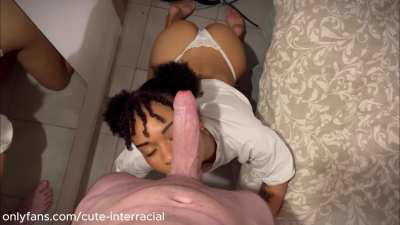 Do you like seing cute girls on their knees for big white dicks?