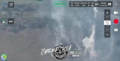 RU POV: Russian drone captures moment UAF armored personnel carrier coming to aid another vehicle already on fire nearby is struck.