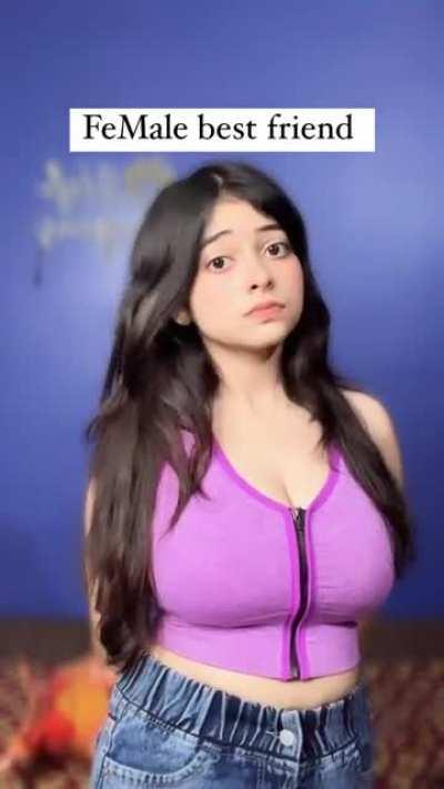 Just look at those big and soft melons of this teen Riya Pandey. Wanna unzip that chain and free those boobies so badly