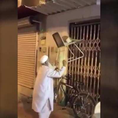 A cat was stuck so this guy helped get it down to safety