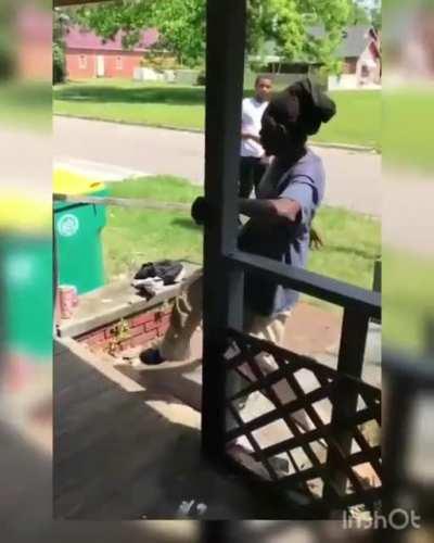 Strung out junkie bothering people minding their own business.