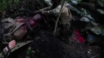 Casualty care and evac while being targeted by artillery. 12th Special Purpose Azov. Serebryansky Forest, Summer 2024.