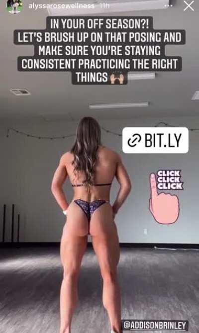 Addison Brinley: Butt implant saga continues on her posing coaches story