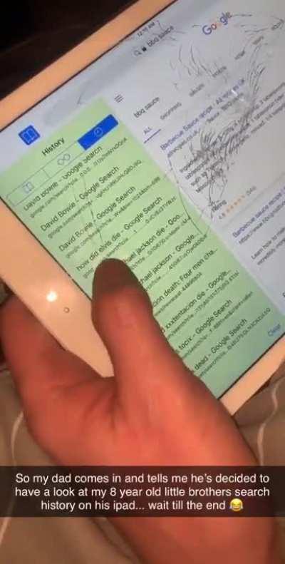Dad decided to check the history of her 8-year-old brothers iPad