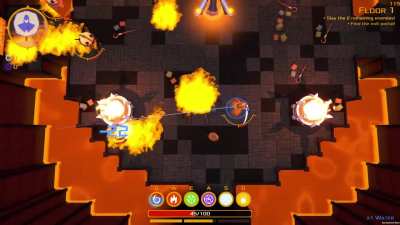 The fire trial combat room gives all enemies a damaging flame trail. Should add more explosions? :)