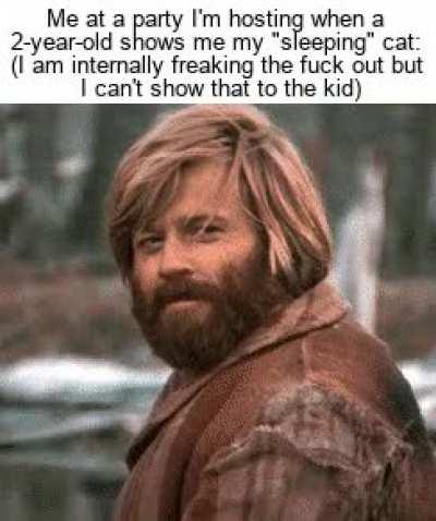 Yeah kid, kitty's sleeping.