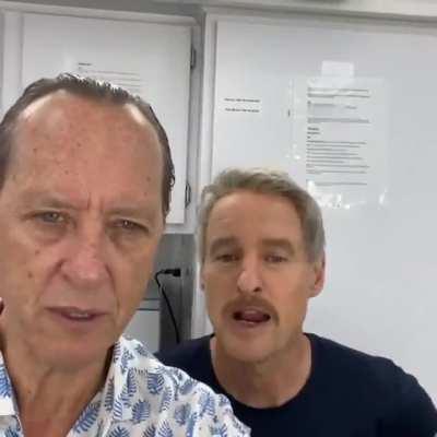 Owen Wilson giving Richard E. Grant ‘complimentary advice’ on set